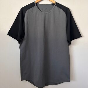 BYLT Basics Shirt Mens XL Grey Black Drop Cut Lux Short Sleeve Colorblock Tee